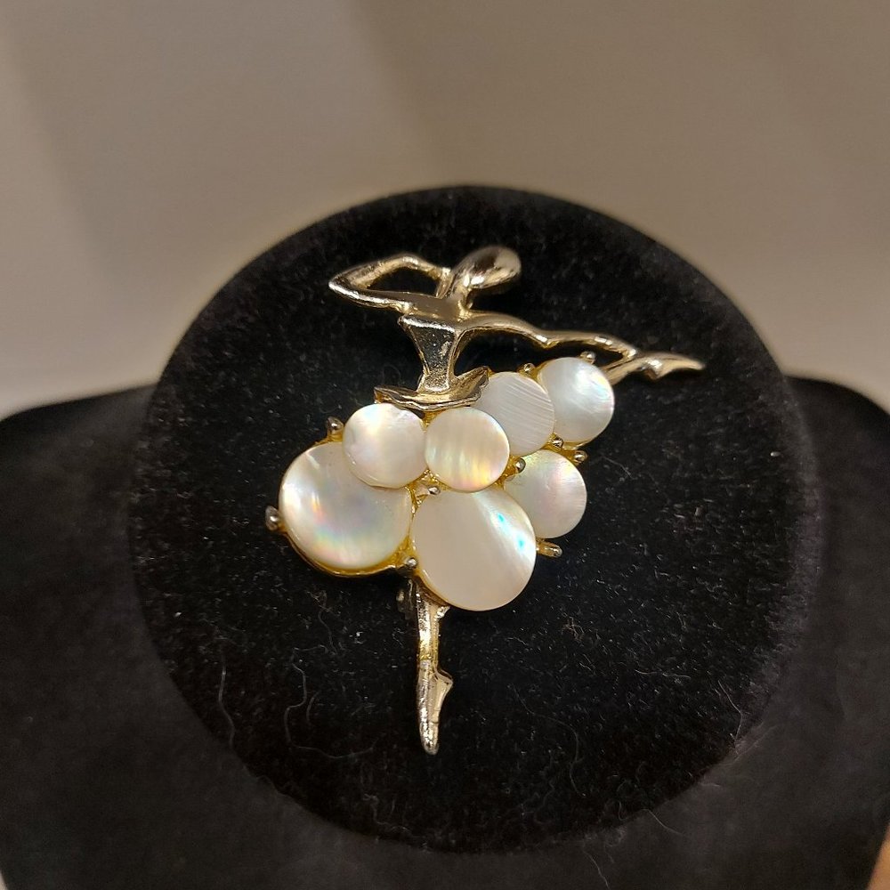 Vintage Abalone Shell Ballerina Brooch